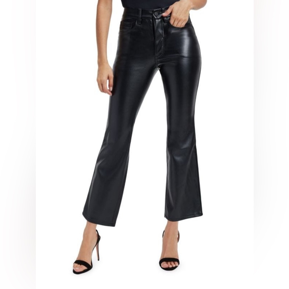 Good American Better Than Leather Cropped Mini Bootcut Pants